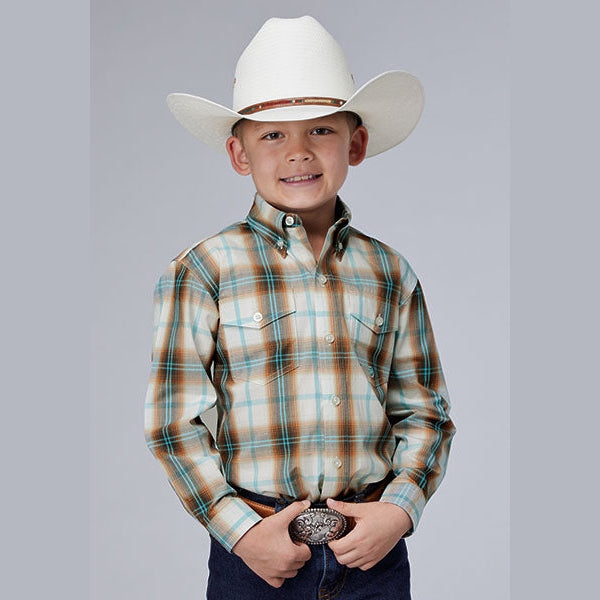 ROPER BOYS DESERT SPRING PLAID WESTERN SHIRT