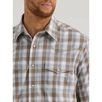 WRANGLER MENS WRINKLE RESIST SHORT SLEEVE SHIRT - GREIGE