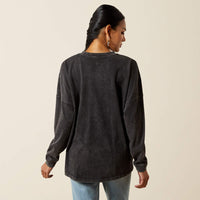 ARIAT WOMENS CANVAS OVERSIZED LONG SLEEVE SHIRT - BLACK
