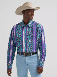 2026 - WRANGLER MENS CHECOTAH WESTERN SNAP PRINTED SHIRT - VIOLET SERAPE