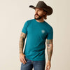 ARIAT MENS STACKS TEE SHIRT - CYAN BLACK