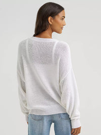 2026 - WRANGLER WOMENS GAUZY KNIT SWEATER - WHITE