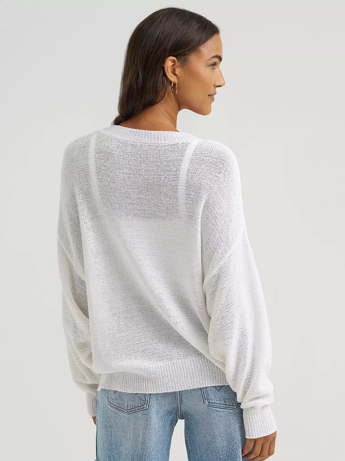 2026 - WRANGLER WOMENS GAUZY KNIT SWEATER - WHITE