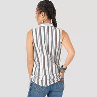 WRANGLER WOMENS SLEEVELESS STRIPED SHIRT (CLEARANCE)