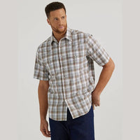 WRANGLER MENS WRINKLE RESIST SHORT SLEEVE SHIRT - GREIGE