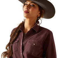 ARIAT WOMENS JURINGTON SNAP SHIRT - CLOVE BROWN