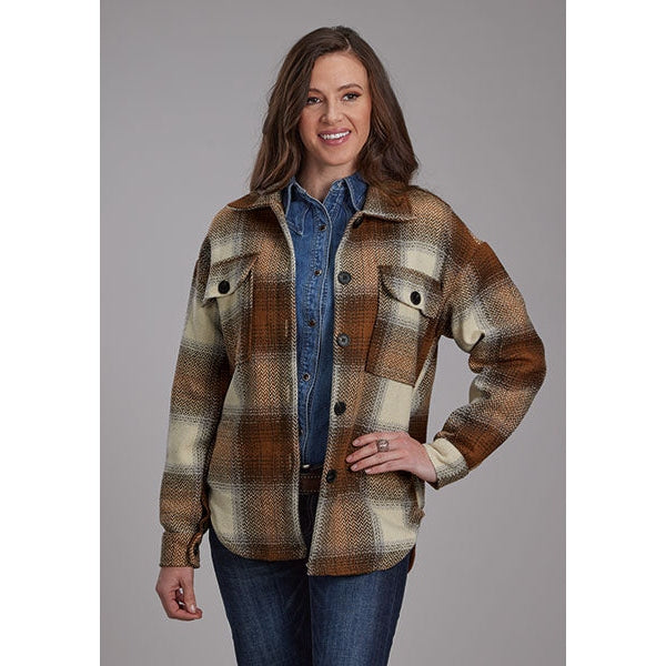 ROPER WOMENS SHIRTJAC LINED HERRINGBONE PLAID