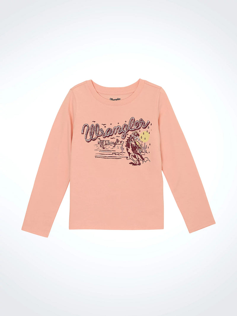 WRANGLER GIRLS LONG SLEEVE COWGIRL TEE - PINK