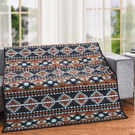 QUILT THROW NAVY DIAMOND NAVAJO - 50"  X  60"