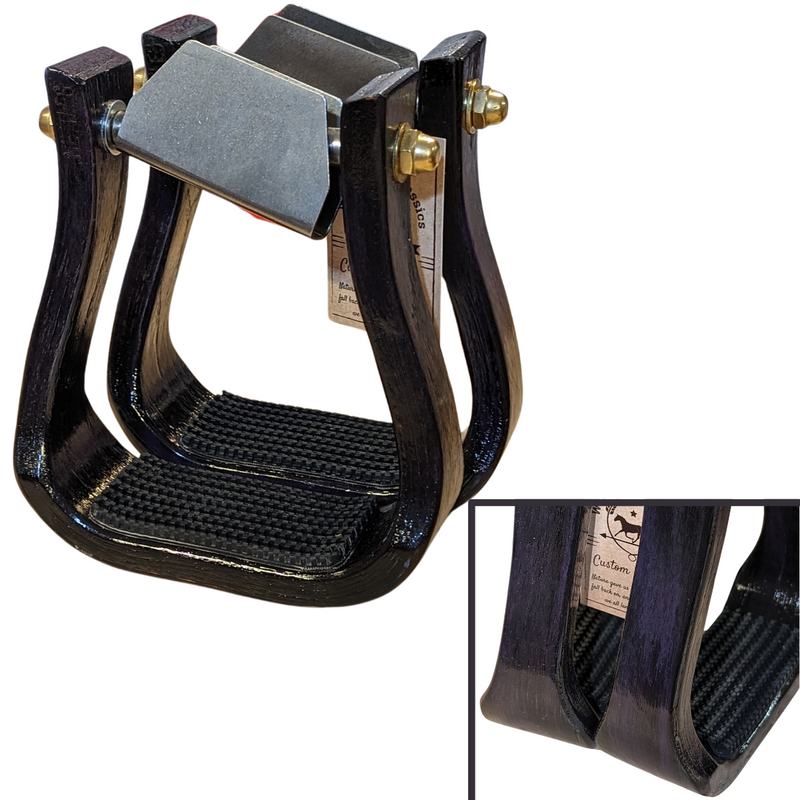 NETTLES BARREL RACING STIRRUP LEVER SYSTEM - BLACK & PAINTED DARK PURPLE