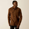 ARIAT MENS HYDE RETRO FIT SHIRT - DARK BROWN