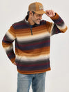 WRANGLER MENS STRIPED QUARTER ZIP SHERPA PULLOVER