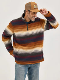 WRANGLER MENS STRIPED QUARTER ZIP SHERPA PULLOVER