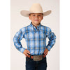 ROPER BOYS CORNFLOWER PLAID WESTERN SHIRT