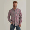 WRANGLER MENS SAWTOOTH SNAP POCKET SHIRT - RED BLUR