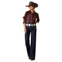 ARIAT WOMENS JURINGTON SNAP SHIRT - CLOVE BROWN