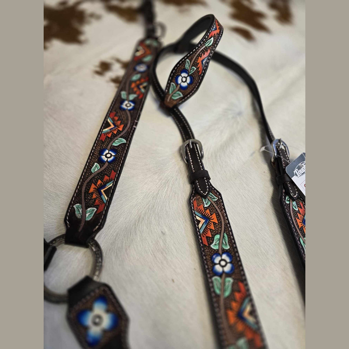 Aztec Earflower SILVER ROYAL AZTEC FLOWER ONE EAR HEADSTALL & BREAST COLLAR SET ...