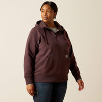 ARIAT WOMENS REBAR SKILL SET 1/2 ZIP HOODIE - FUDGE HEATHER