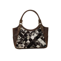 MYRA PECOS HAND WEAVE PATTERN LEATHER & HAIRON BAG