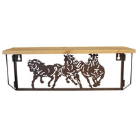 METAL WOOD SHELF WITH HORSES