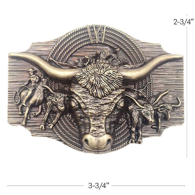 COWBOY STYLE GOLDEN BROWN BISON BELT BUCKLE