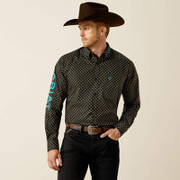 ARIAT MENS TEAM PHILBERT CLASSIC FIT SHIRT - BLACK/TEAL