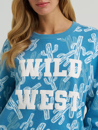 WRANGLER WOMENS WILD WEST CREW SWEATSHIRT - BLUE