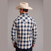 STETSON MENS INDIGO DOBBY WESTERN SHIRT - BLUE PLAID