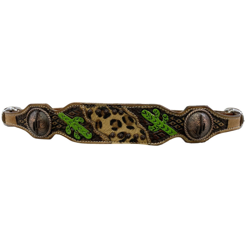 CHEETAH INLAY WITHER STRAP WITH PAINTED CACTUS