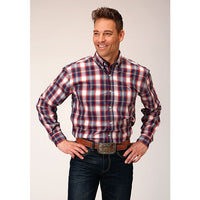 ROPER MENS AMARILLO RED/BLUE PLAID WESTERN SHIRT