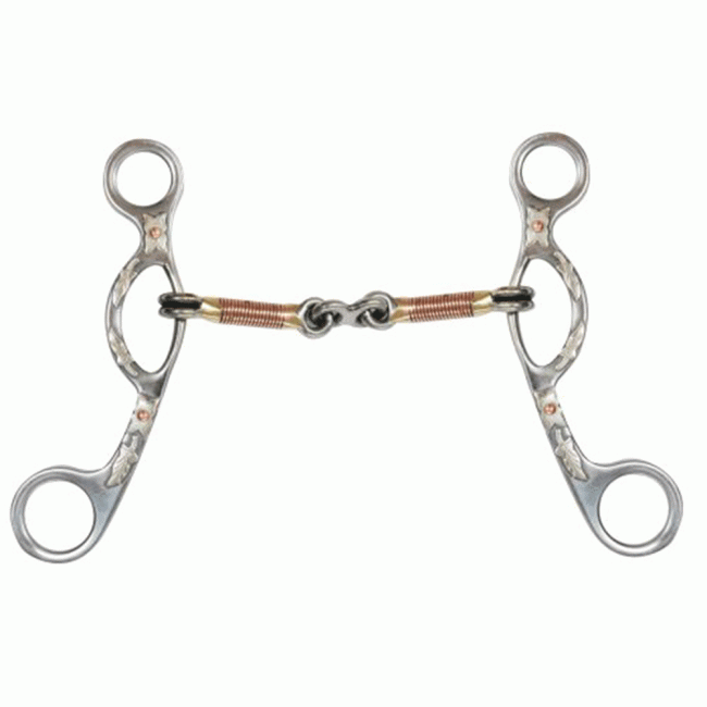 ARGENTINE SNAFFLE WITH DOG BONE MOUTH & TOOLED SHANKS - 5"