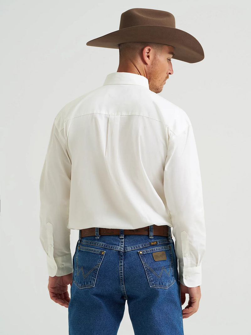 WRANGLER MENS GEORGE STRAIGHT BUTTON DOWN SHIRT - WHITE