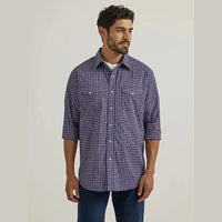 WRANGLER MENS WESTERN SHIRT - BLUE/PURPLE  PLAID