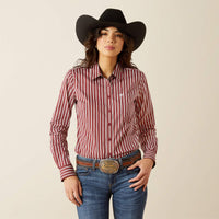ARIAT WOMENS KIRBY STRETCH SHIRT - CABERNET STRIPE