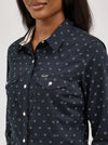 WRANGLER WOMENS ALL OCCASION WESTERN SNAP SHIRT - HORSESHOE BLACK