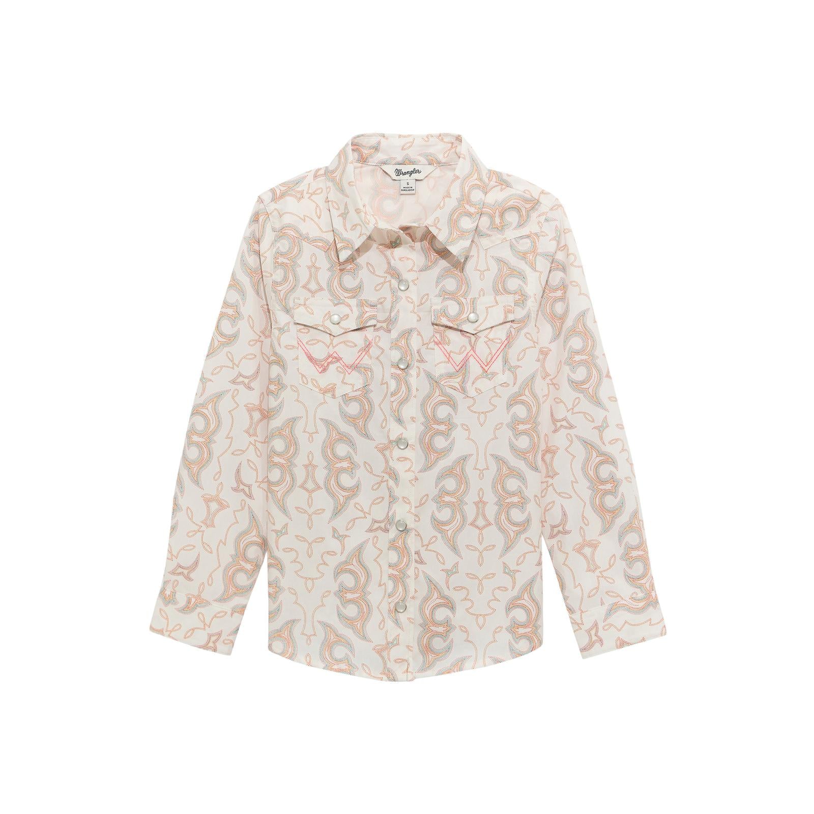 WRANGLER GIRLS WESTERN TOP - WHITE/ORANGE