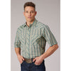 ROPER MENS SHORT SLEEVE TAN PLAID WESTERN SHIRT