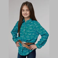 ROPER GIRLS MANY HATS PRINTED RAYON WESTERN SHIRT