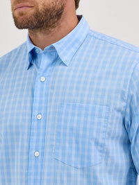 WRANGLER MENS CODY JOHNSON BUTTON DOWN SHIRT - FRENCH BLUE CHECK
