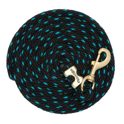 Corde de longe en cuir et polyester Weaver de 3 m avec mousqueton en laiton massif - Arc-en-ciel