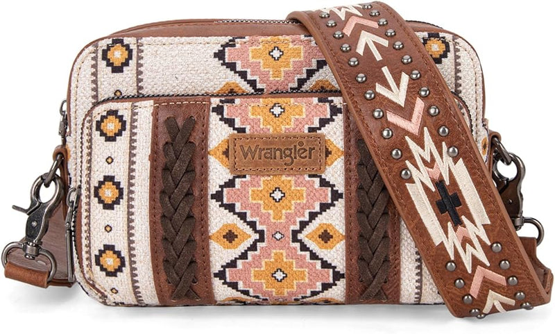 WRANGLER AZTEC DUAL SIDED PRINT CROSSBODY PURSE