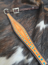 SWELL HEADSTALL & BREAS COLLAR SET -TURQUOISE BUCKSTITCH