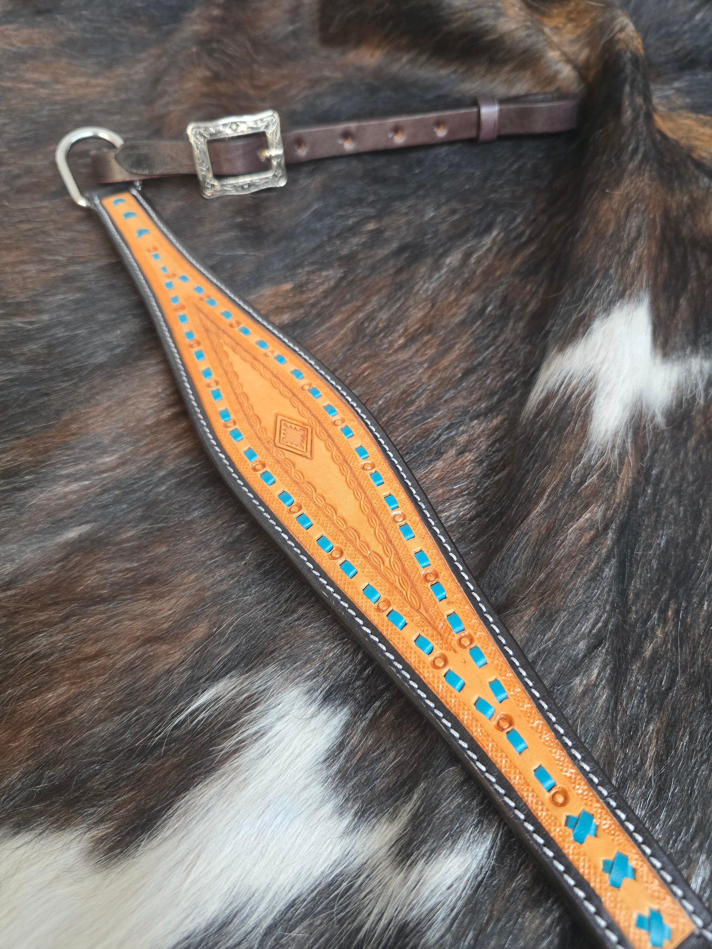 SWELL HEADSTALL & BREAS COLLAR SET -TURQUOISE BUCKSTITCH