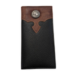 WESTERN GENIUNE LEATHER MENS LONG BIFOLD WALLET - HORSE CONCHO CENTER EMBOSSED