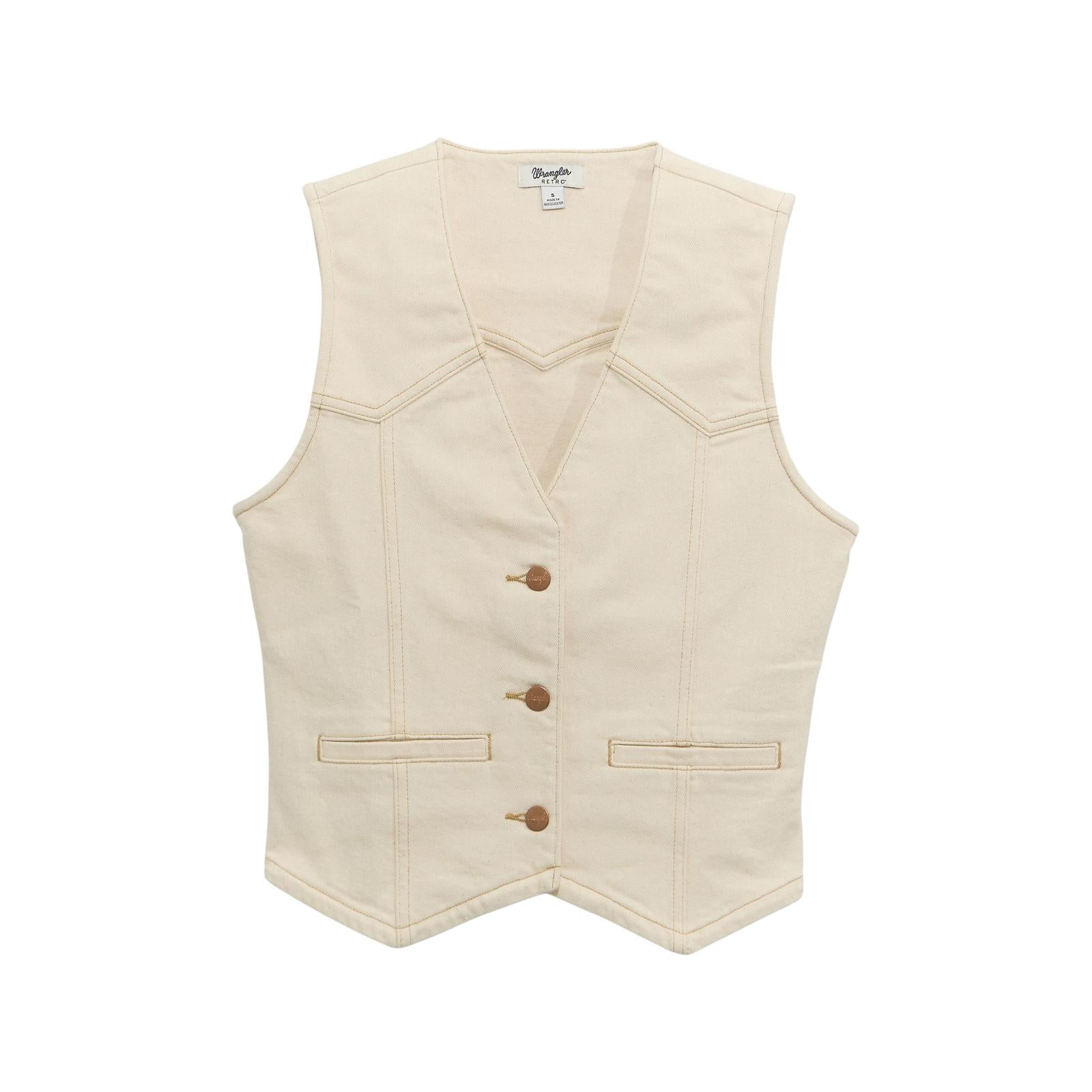 2026 - WRANGLER WOMENS RETRO VINTAGE DENIM VEST - WHITE