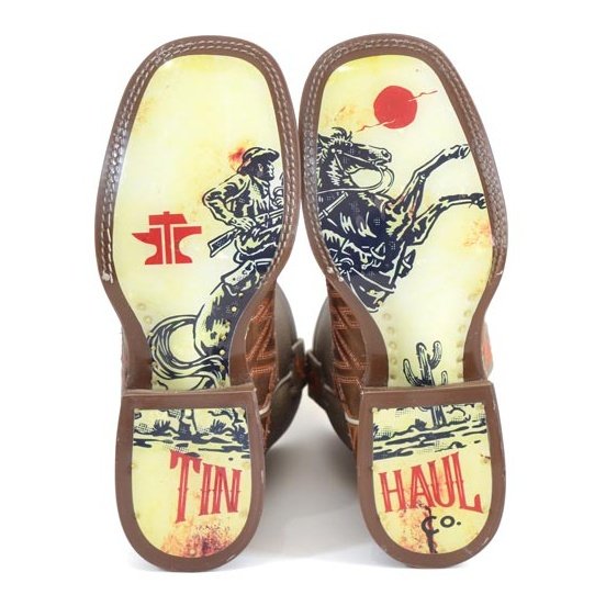 TIN HAUL MENS PUZZLER WESTERN BOOTS - BUCKING SOLE