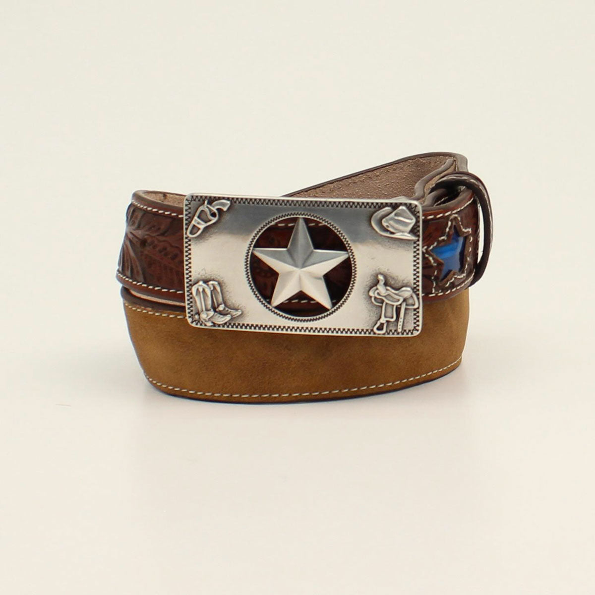 3D BOY LIGHT UP STAR BUCKLE BELT - BROWN