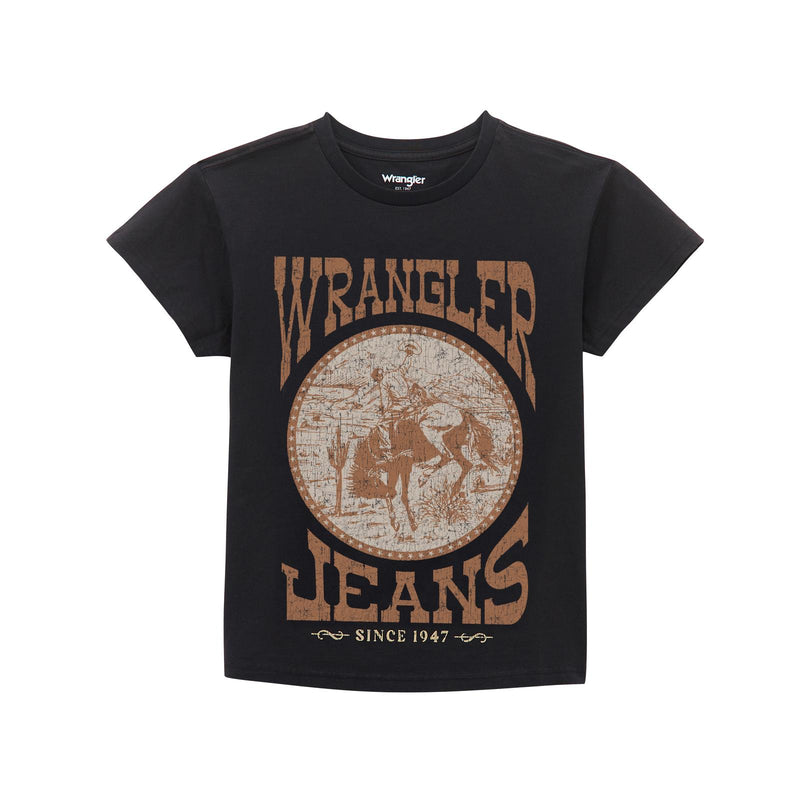 WRANGLER WOMENS SHORT SLEEVE RETRO TEE - JET BLACK