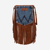 WRANGLER LEATHER FRINGE JEAN DEMIN POCKET CROSSBODY BAG