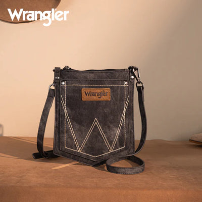 SAC BANDOULIÈRE EN JEAN À POCHES ET COUTURE « W » WRANGLER 
